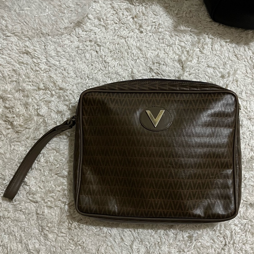 Mario Valentino Brown PVC Clutch Timeless Design